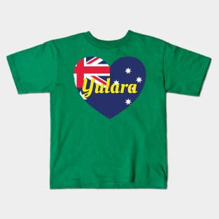 Yulara NT Australia Australian Flag Heart Kids T-Shirt